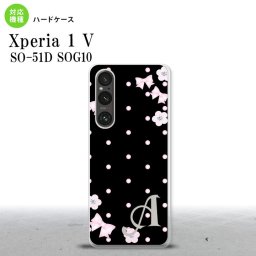 Xperia 1V Xperia 1V スマホケース 背面ケース ハードケース 花柄 ドット リボン 黒 +アルファベット 2023年 6月発売 nk-xp15-352i