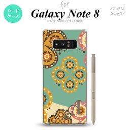 【SC01K】【スマホケース/スマホカバー】【ギャラクシー ノート8】SC01K スマホケース Galaxy Note8 ケース ギャラクシー ノート8 イニシャル エスニック花柄 緑×ベージュ nk-sc01k-1581ini【メール便送料無料】