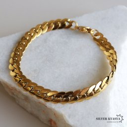 喜平チェーンブレスレット ステンレス ぺたんこチェーンブレスレット 18KGP ゴールド なめらか 隙間がない 平ら メンズ 男性 プチプラ お洒落 人気 トレンド 流行り 金属アレルギー対応 父の日