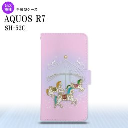 SH-52C AQUOS R7 手帳型スマホケース カバー メリーゴーラウンド ピンク  nk-004s-r7-dr311