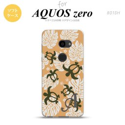 AQUOS zero アクオス ゼロ 801SH スマホケース カバー ソフトケース ホヌ・小 オレンジ イニシャル 対応 nk-801sh-tp1465i[スマホ,スマホケース,スマホカバー,ケース,カバー,ジャケット]