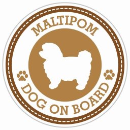 セーフティサイン ステッカー Dog on board MALTIPOM ポメマル ブラウン 直径13cm あおり運転 対策 カーステッカー 煽り運転対策 自動車用 屋外 屋内 防水 かわいい おしゃれ 安全対策 カーサイン 肉球マーク