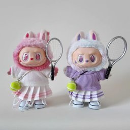 LABUBU ラブブ ぬいぐるみ 着せ替え ドール服 テニス風 スポーツ スカート ラケット 小物 推し活 撮影用 LABUBU ぬい用服 衣装セット 推し活グッズ ぬいぐるみは別売り