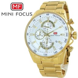 正規品 MINI FOCUS メンズ腕時計 クロノグラフ クォーツ 日付表示 ステンレスバンド かっこいい 腕時計 手表 メンズ ゴールド シルバー 高級感 おしゃれ ビジネス カジュアル 誕生日 プレゼント 男性 旦那 彼氏 ギフト 父の日 成人 卒業 入学