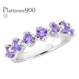 エタニティリング プラチナ プラチナ900 pt900 アメジスト 2月誕生石 3mm 7石 指輪 ハーフエタニティリング レディース ジュエリー アクセサリー  プレゼント ギフト 人気 おすすめ 送料無料