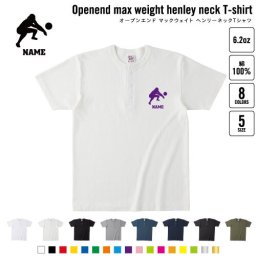 レシーブ  名入れヘンリーネックTシャツ ヘンリーネック 名入れTシャツ 首元ネコ目ボタン ボタンTシャツ 首元アクセント メンズ レディース    バレーボール 排球