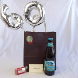 還暦シルバーバルーン60贈り物セット　　ビッグウェーブ・ゴールデンエール　355ml メッセージカード付