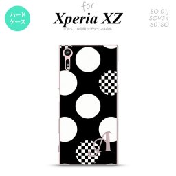 【SO01J】【スマホケース/スマホカバー】【エクスペリア XZ 】SO01J スマホケース XPERIA XZ ケース エクスペリア XZ  イニシャル 水玉A 黒×白 nk-so01j-1111ini【メール便送料無料】