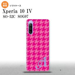 SO-52C SOG07 Xperia 10IV スマホケース 背面ケースソフトケース 千鳥 格子 大 ピンク +アルファベット 2022年 7月発売 nk-xp104-tp916i