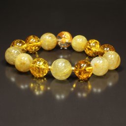 【一点物の贈り物】 高級感あふれる［富と財を築くパワーを！］14mm 金彫皇帝龍 本水晶 クリスタル シトリン 黄水晶クラック ゴールドルチル K18 ブレスレット おすすめ 天然石 特別な 京海堂 ryK4 父の日ギフト 男性への贈り物 金運のお守り