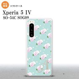 Xperia 5IV Xperia5IV スマホケース 背面ケースソフトケース 花柄 バラ ドット 水色 +アルファベット 2022年 10月発売 nk-xp54-tp261i
