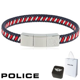 正規品 ポリス POLICE ブレスレット TWIST ツイスト GB0034003 レザー ステンレス 316L サージカルステンレス シルバー ネイビー ホワイト レッド メンズ 男性 ギフト プレゼント おすすめ 誕生日 クリスマス バレンタイン お祝い 新品 送料無料