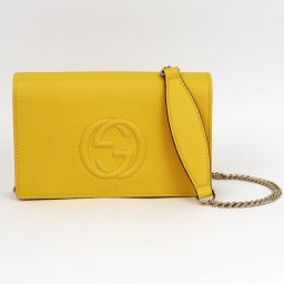 GUCCI(グッチ) 598211 A7M0G 7124 ソーホー チェーンウォレット レザー 黄色 イエロー  SOHO chain walette 財布 ショルダーバッグ 斜め掛け フラップ レディース ギフト プレゼント お祝い 誕生日 新品 ブランド