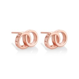 新作 新品 OLIVIA BURTON オリビアバートン ピアス OBJCOE72 The Classics Interlink Earrings Rose Gold 両耳用 2個セット ロゴ ダブル リング モチーフ SV925 シルバー925 K18メッキ ローズゴールド
