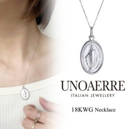 ショッパー付き ウノアエレ 18金 特別なギフトに メダイ マリア ネックレス ペンダント ホワイトゴールド K18WG K18 18K 金 イタリア製 日常使い 大人 上品 おしゃれ シンプル 誕生日プレゼント 彼女 妻 母 女友達 UNOAERRE ジュエリー ギフト 成人 卒業 入学