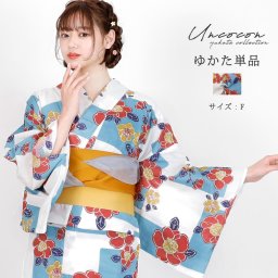 浴衣　レディース　女性浴衣　単品　浴衣単品　仕立て上がり　浴衣レディース　女性用　椿　ツバキ　レッド　青　　花柄　お洒落　可愛い
