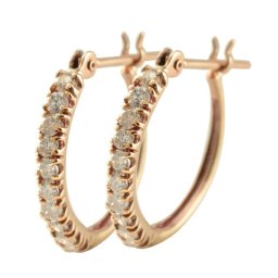 ピアス レディース フープピアス ダイヤモンド ピンクゴールドk10 ダイヤモンドピアス k10 10石 フープ 10k 10金 天然石 ダイヤ