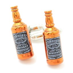 渋く飲みたい時に ウイスキーボトル カフス カフリンクス カフスボタン ユニーク おもしろ 面白 面白い ドリンク フード スーツアクセサリー専門店 誕生日 プレゼント プチギフト おしゃれ カフスマニア