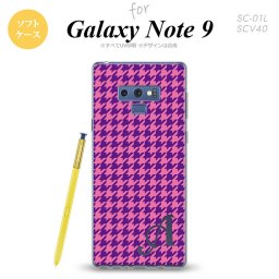 Galaxy Note 9 ギャラクシー ノート9 SC-01L SCV40 スマホケース カバー ソフトケース 千鳥柄 紫 イニシャル 対応 nk-note9-tp907i[スマホ,スマホケース,スマホカバー,ケース,カバー,ジャケット]