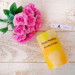 お好きなメッセージが入れられるプルメリアの香りのアロマキャンドル♡
