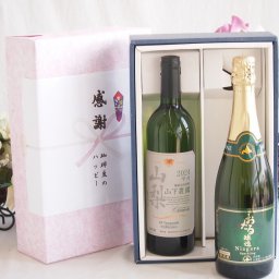 夏の贈り物お中元 感謝の贈り物ボックス 国産甲州種辛口白ワインと国産ワインセット(おたる醸造 ナイアガラス白パークリングワインやや甘口(北海道)720mlシャンモリ 山梨限定醸造白750ml(笛吹市石和町山下農園産甲州)