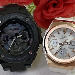 恋人たちのGショック ペアウオッチ G-SHOCK BABY-G  カシオ 2本セット 電波ソーラー GST-W300G-1A1JF MSG-W600G-7AJF ラッピング無料 手書きのメッセージカード クリスマス プレゼント 誕生日 御祝い還暦 銀婚式 結婚記念日 婚約