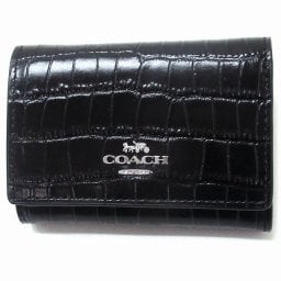 コーチ レザー財布 COACH アウトレット レザー クロコ調 マイクロ ウォレット 三つ折り財布 小銭入れあり CU914 SVDTV