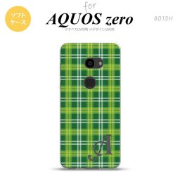 AQUOS zero アクオス ゼロ 801SH スマホケース カバー ソフトケース チェックB 緑 イニシャル 対応 nk-801sh-tp436i[スマホ,スマホケース,スマホカバー,ケース,カバー,ジャケット]