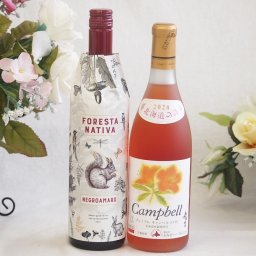 イタリア黒葡萄品種赤ワインと国産ワインセット(北海道の詩 プレミアムキャンベルロゼワイン 甘口(北海道)720mlフォレスタ ナティヴァ ネグロ・アマーロ赤ワイン (イタリア) 750ml