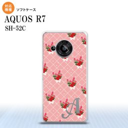 SH-52C AQUOS R7 スマホケース 背面ケースソフトケース 花柄 バラ 編み ピンク +アルファベット 2022年 7月発売 nk-r7-tp266i