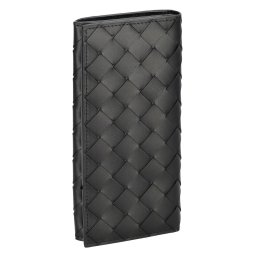 ボッテガヴェネタ BOTTEGA VENETA 財布 長財布 フラップ式長財布 かぶせ 小銭入れなし イントレチャート 635567-V3US1 8803 メンズ ブラック 本革 レザー