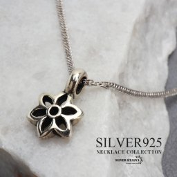 シルバー925 桜ネックレス さくら 花 シルバー 細身 6面カット ダブル喜平 フラワーネックレス 金属アレルギー対応 ペンダント