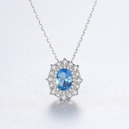ネックレス 40+5cm アジャスター 引き輪 FORMICA Nanocrystal シルバー925 ブルー シルバー 小豆 アズキチェーン オーバル 中粒 エレガント cn0313