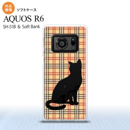 SH-51B AQUOS R6 AQUOS R6 スマホケース ソフトケース 猫 チェック B 赤 茶 メンズ レディース nk-r6-tp954