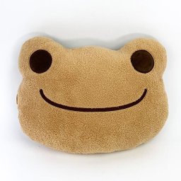 かえるのピクルス ブラウンチェック 腰当てクッション インテリア オフィス ブラウン