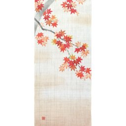 タペストリー 麻100％ タペストリー「紅葉の宴」t-636 40×120cm　日本製