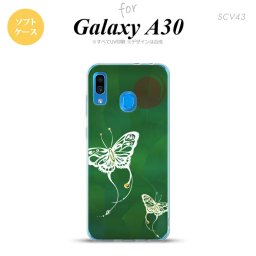 SCV43 Galaxy A30 SCV43 スマホケース ソフト カバー 蝶 和柄 緑 nk-scv43-tp1555