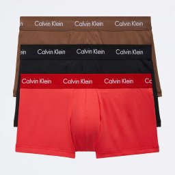 カルバンクライン：COTTON STRETCH ボクサーパンツ 3PK (ブラック/ココアブラウン/ルージュ)[ボクサーパンツ/ 男性下着/ メンズインナー/人気ブランド/おすすめギフト/誕生日プレゼント/メンズファッション]