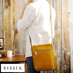 BAGGEX 本革ショルダーバッグ メンズ 日本製 B5 縦型 薄マチ