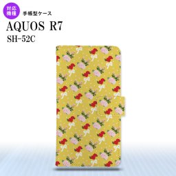 SH-52C AQUOS R7 手帳型スマホケース カバー 花柄 バラ リボン 黄  nk-004s-r7-dr263