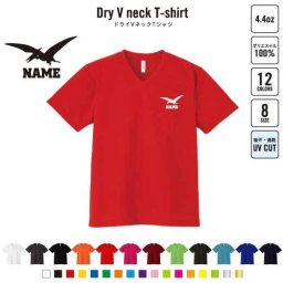 プテラノドン2  名入れVネックドライTシャツ Vネック V首 ドライ素材 吸水速乾 スポーツ スポーティー インナー 練習着 インドア アウトドア 恐竜　化石　肉食　草食　雑食　海　陸 B系 ストリート系