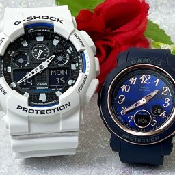 カシオ 恋人たちのGショック ペアウォッチ G-SHOCK BABY-G GA-100B-7AJF BGA-290SA-2AJF 電池式 送料無料 国内正規品 記念日 誕生日 プレゼント お揃い 白 ホワイト 青 ブルー クリスマス お祝い 結婚 婚約 20代 30代 40代 50代 カップル 夫婦   ☆送料無料