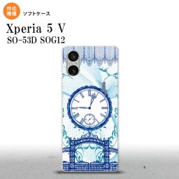 Xperia 5V Xperia 5V スマホケース 背面ケースソフトケース 時計 妖精 青 2023年 10月発売 nk-xp55-tp1257