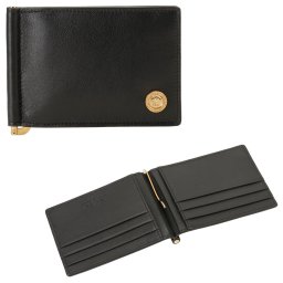 ヴェルサーチェ Versace メドゥーサ ビギー マネークリップ付 財布 二つ折り財布 折りたたみ財布 小銭入れなし DPU5978 1A03190 1B00V bwve00003m メンズ ブラック+ゴールド