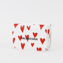 BALENCIAGA (バレンシアガ) 593813 2104I 9066 キャッシュ ミニウォレット ハートプリント 白 CASH MINI WALLET 三つ折り財布 3つ折り財布 コンパクトウォレット レディース 財布 ギフト プレゼント お祝い 誕生日 新品 ブランド