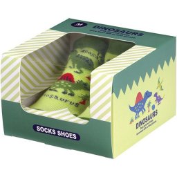 【ギフト対応無料】DINOSAURS PICTURE BOOK ソックスシューズ M (12.6cm) ギフトボックス入り スケーター 出産祝い 赤ちゃん お誕生日 0歳 1歳 ファーストシューズ ベビー靴下 ※送料無料(北海道・沖縄は除く)