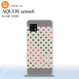 SH-54B SHG05 AQUOS sense6 スマホケース ソフトケース ドット 水玉 C グレー ピンク +アルファベット メンズ レディース nk-sens6-tp1649i