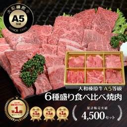 6種盛り 焼肉セット 大和榛原牛 A5 店長おまかせ 食べ比べ 360g（60g×6部位） 化粧箱入 黒毛和牛 焼き肉やきにくヤキニク 内祝い お祝い お礼 誕生日 プレゼント 牛肉 肉【送料無料※北海道・沖縄除く】