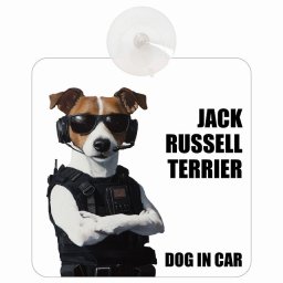 JACK RUSSELL TERRIER ジャックラッセルテリア DOG IN CAR 吸盤 収れん火災防止タイプ 車内用 セキュリティガード風 ちょい悪 ドッグオンボード 安全対策 あおり運転 セーフティサイン 窓ガラス カーサイン 車 犬