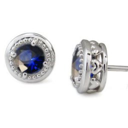 ピアス・ハート・ピアス・ミル打ち・一粒・サファイア・ピアス